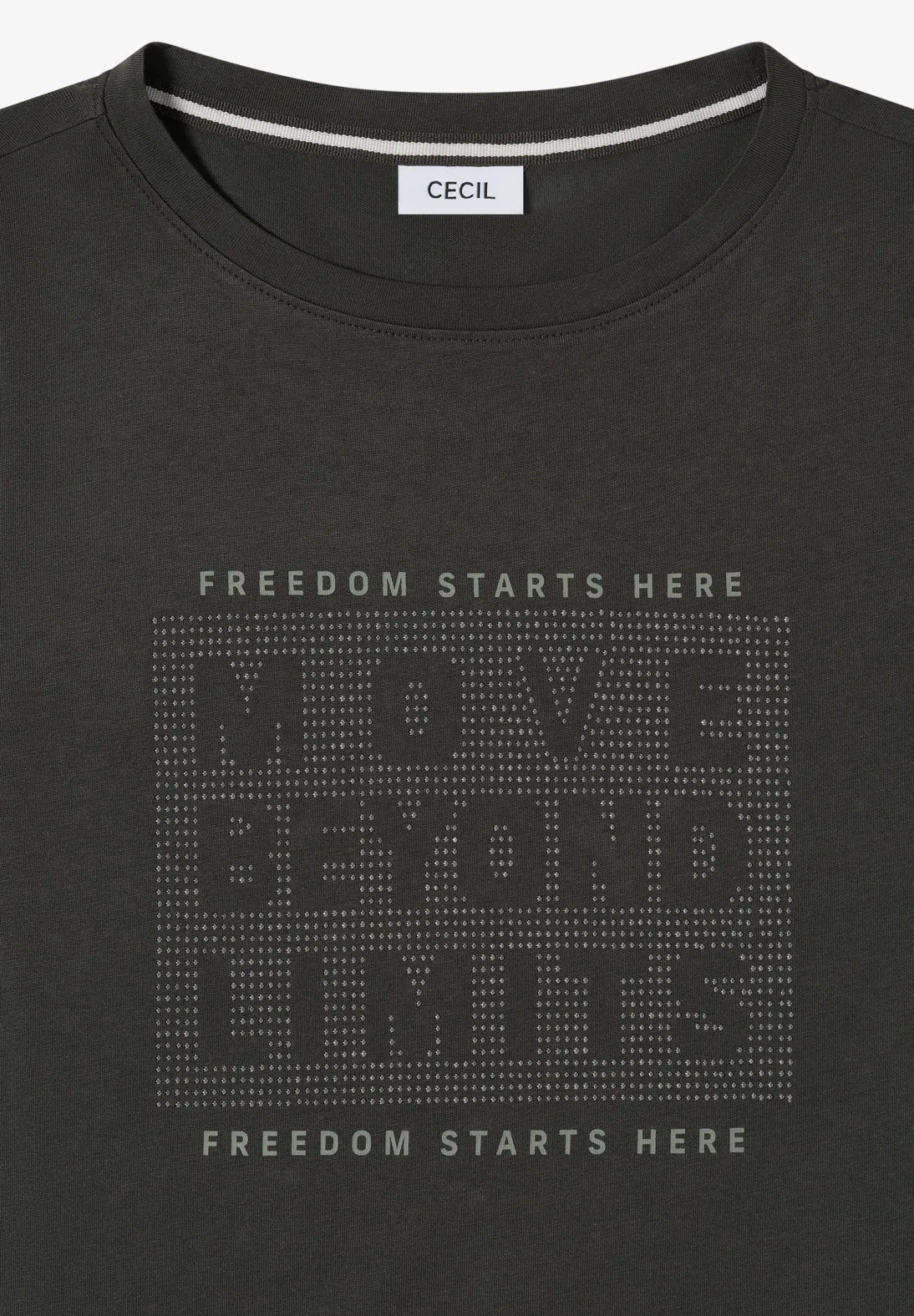 CECIL T Shirt 'Move Beyond Limits' (Khaki)