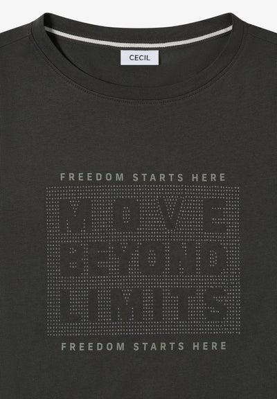CECIL T Shirt 'Move Beyond Limits' (Khaki)