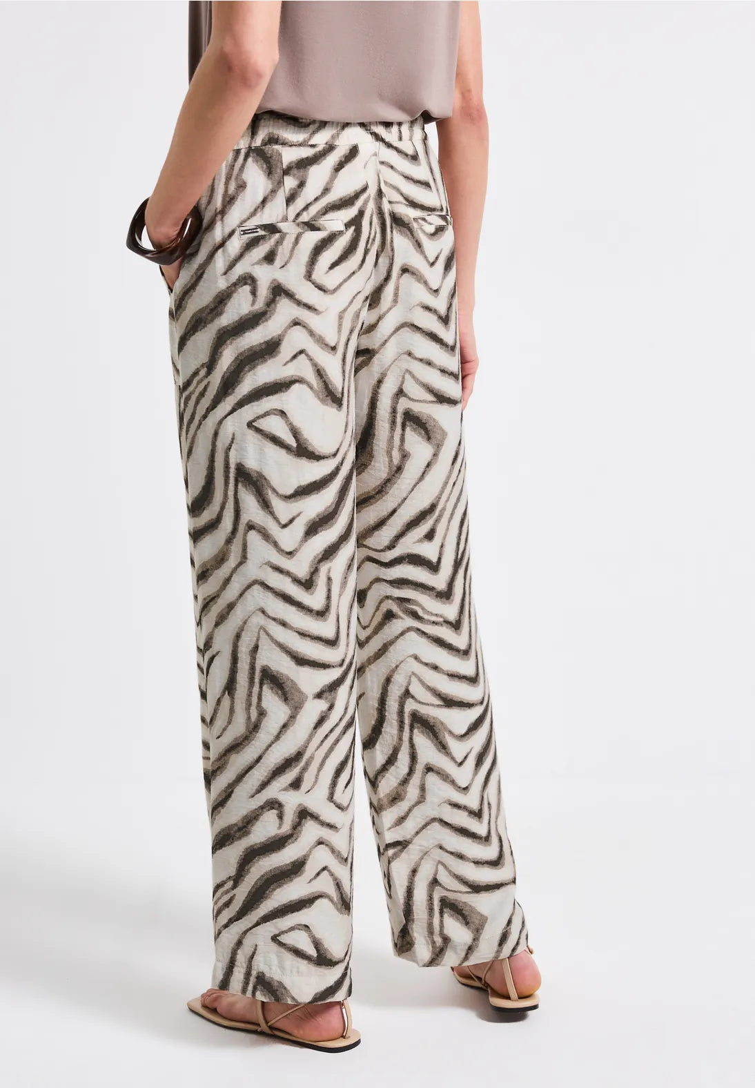 Street One Wide Leg Crepe Viscose Trousers