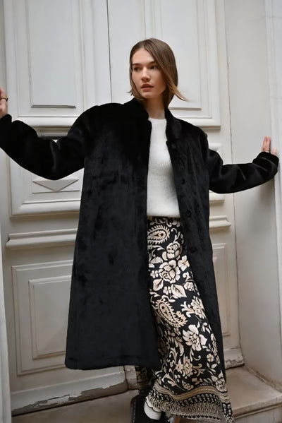 Edwina Faux Fur Coat (Black)