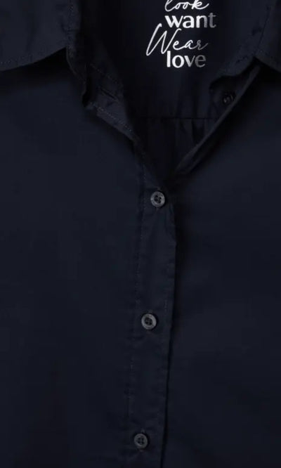 Street One Navy Blouse With a Button Placket
